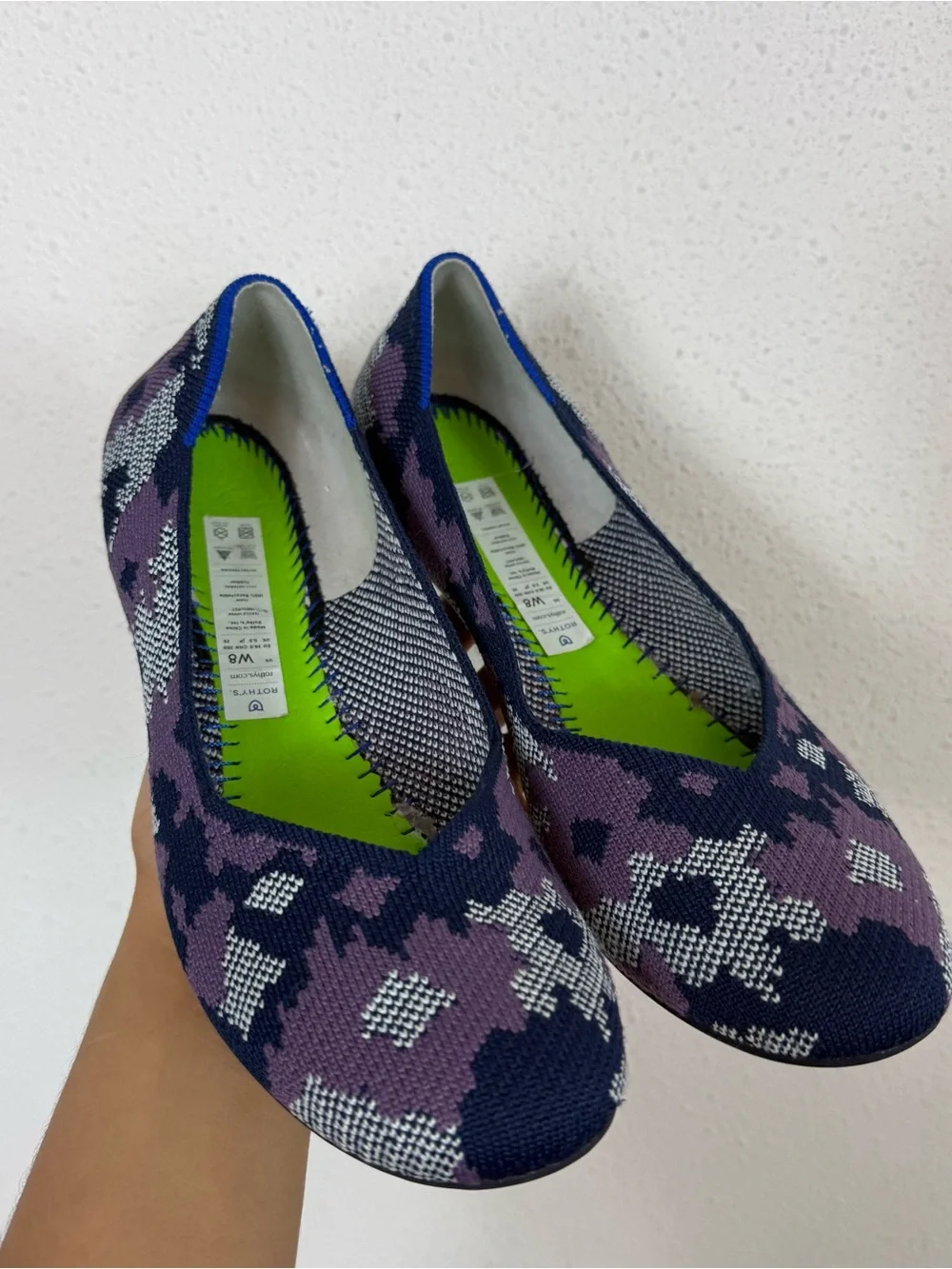 Rothy's The Flat Retired Color Violet Botanicamo Round Toe Sz 8 Missing Insoles